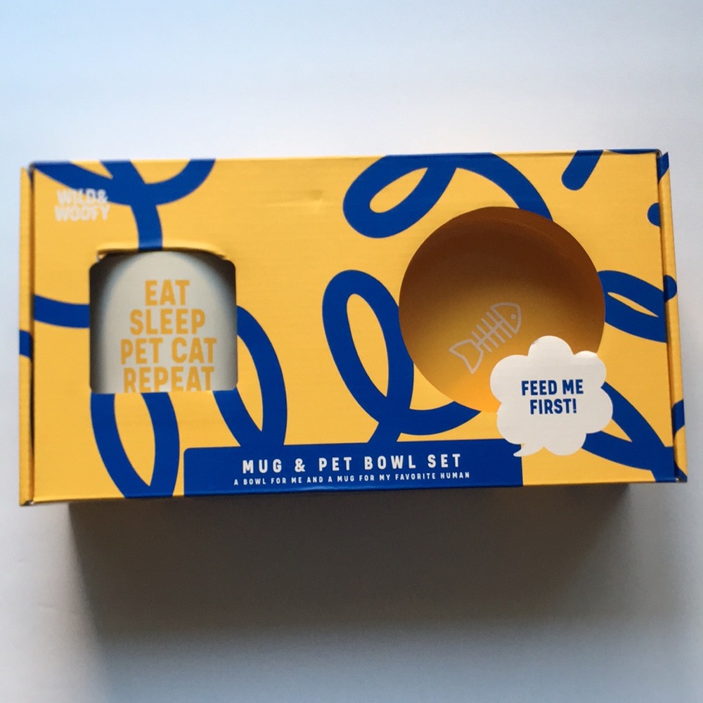 New Ceramic Mug & Pet Cat Bowl Boxed Gift Set